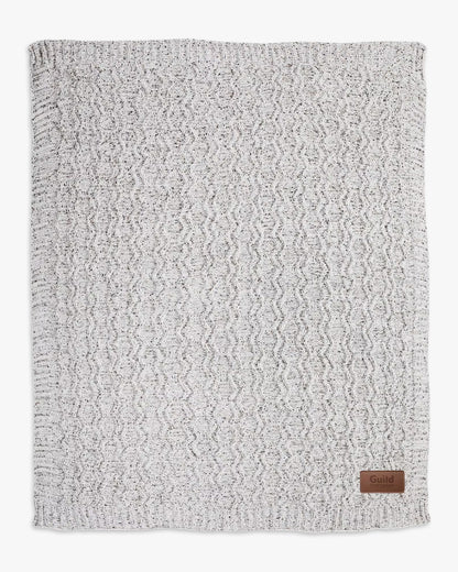 Vanilla Cookie Heather Cableknit Chenille Blanket