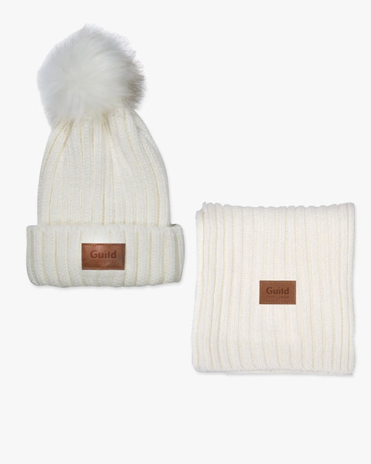 LEEMAN™ Ribbed Knit Winter Duo - White