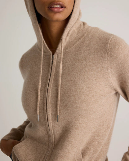 Oatmeal cashmere hoodie alternate view