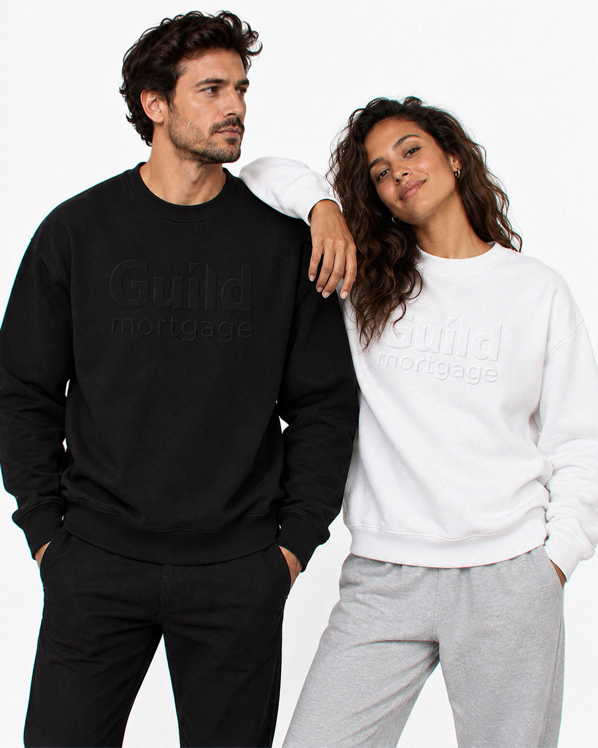 Guild Heavyweight Fleece Crew with Raised Logo — black and white colorways