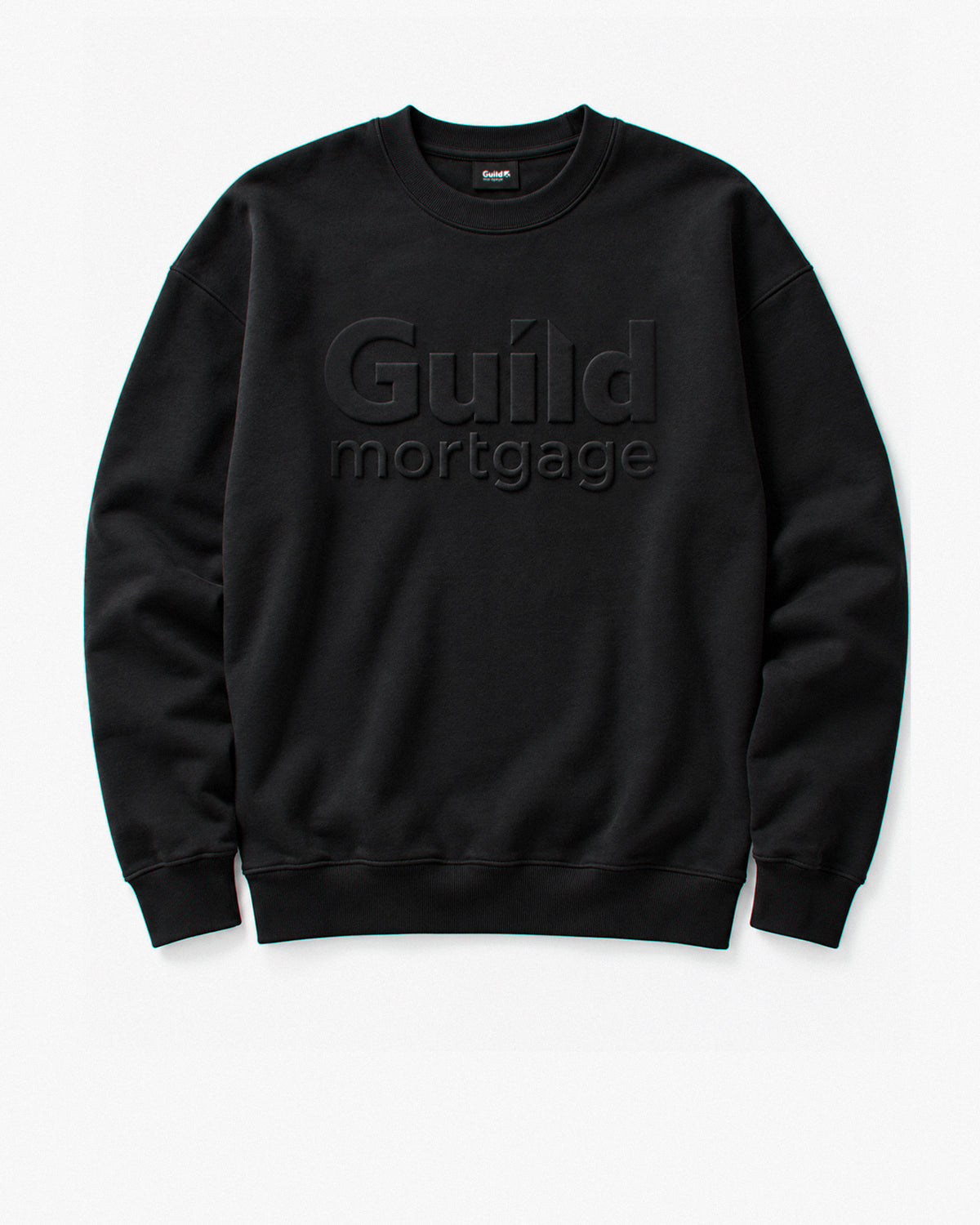 Guild Heavyweight Fleece Crew with Raised Logo — white detail